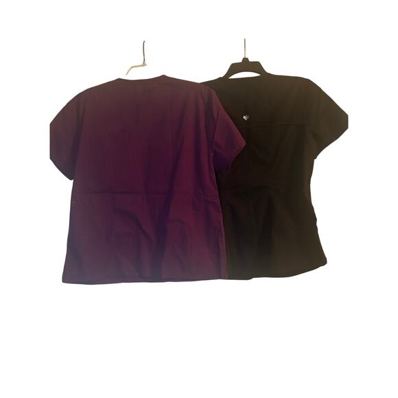 GUC Lot of 2 Dickies/Cherokee Luxe Women's Scrub Tops Black/Maroon Size Medium - Picture 2 of 7